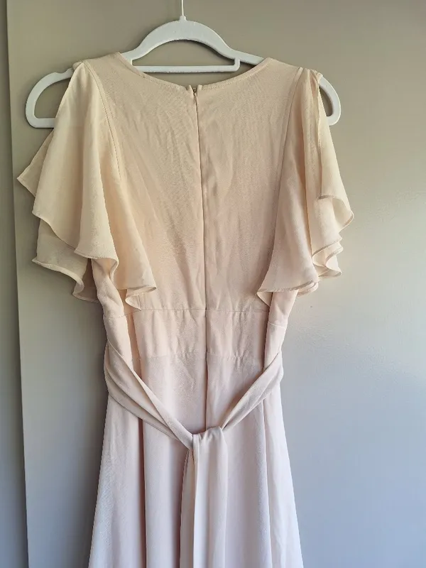 Lulus Dearly Loved Cream Flutter Sleeve Maxi Dress Size M - Image 12