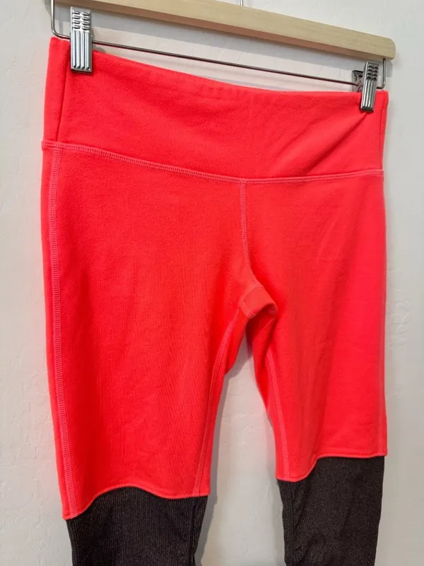 Alo Yoga Goddess‎ Leggings Size Small Pink Heather Ruched Ribbed Sporty Pilates - Image 3
