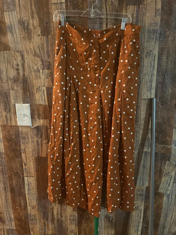 Anthropology balloon joggers brown with polka dots size large - Image 4