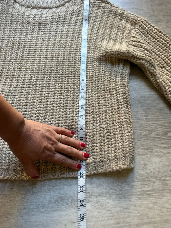 Aerie Wide Ribbed Tan Pullover Sweater Size XS Cotton Blend Measurements Length: approx. 22in from shoulder to hem Chest: approx. 22in from armpit to armpit lying flat 1188B60626e - Image 9