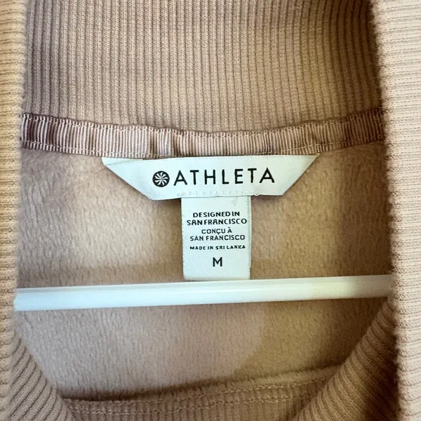 Athleta Cozy Karma Side Zip Funnel‎ Neck Sweatshirt Taupe M - Image 2