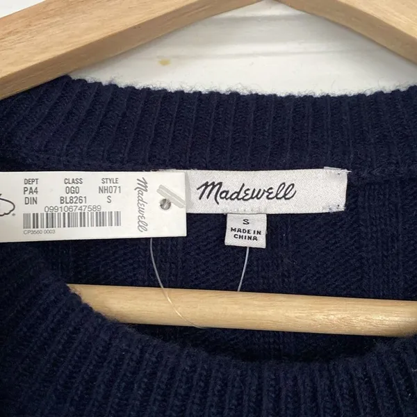 NWT Madewell Navy Ribbed Wool Blend Midi Sweater Dress Size Small - Image 6