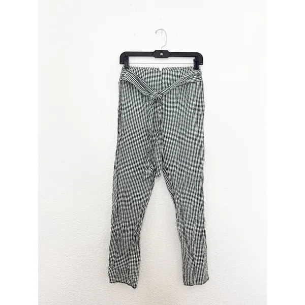 Free People West Side Tie Capri Pants Size 0 Green Gingham Retro Pinup Vintage - Image 4