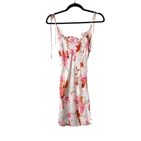 ZARA Safia Satin Floral Mini Dress Pink X-Small‎ - Image 4