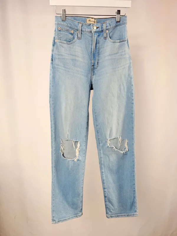 Madewell The‎ Perfect Vintage Straight Jean in Distressed Blue Size 24 - Image 4