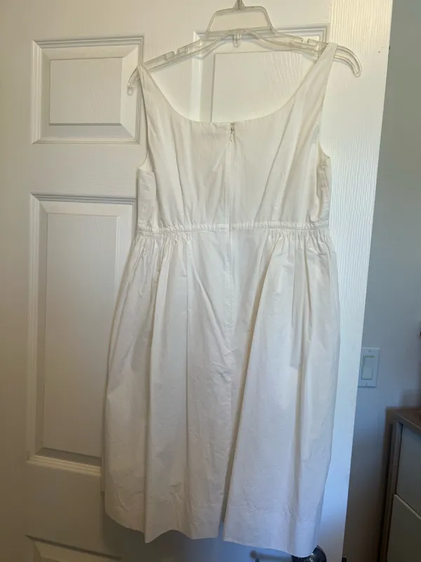 Rebecca Taylor Dress White Knee Length Snatched Waist with a Flare - Image 3