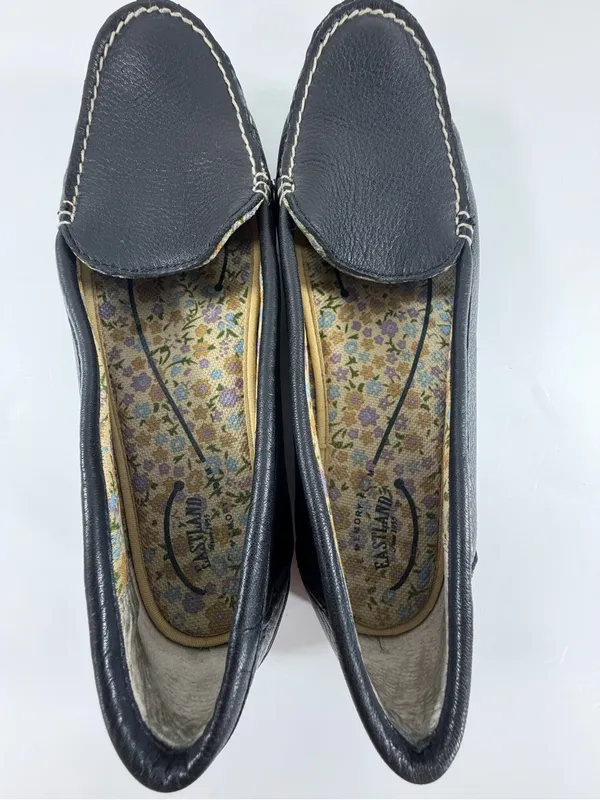 Eastland Daytona Black Leather Driving Loafers Comfort Moc Flats‎ Women’s 7 - Image 6