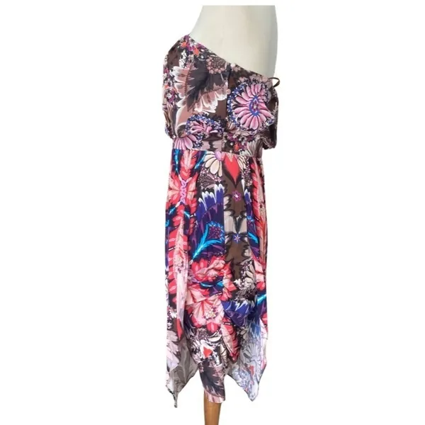 New Ali Ro Womens Dress Sz‎ 6 Silk Strapless Asymmetrical Midi Paisley Floral - Image 4