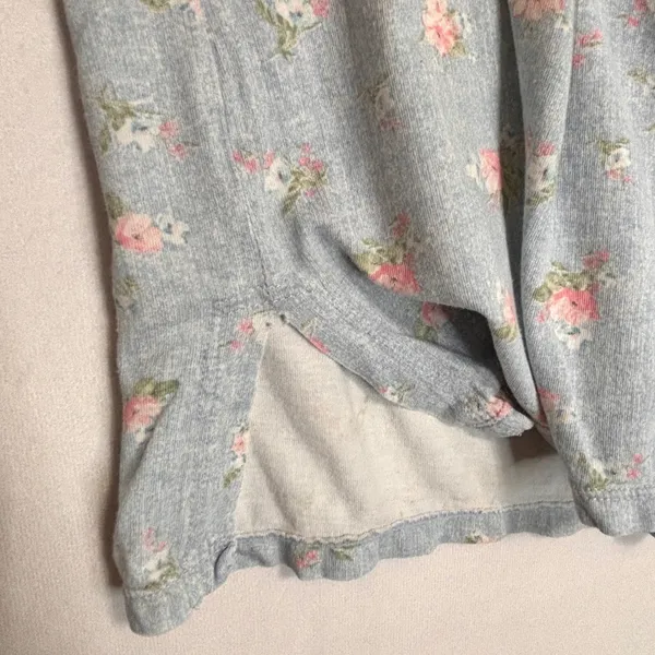 Lauren Ralph Lauren Sleep Top Womens S Blue Floral Short Sleeve Cotton Lounge - Image 7
