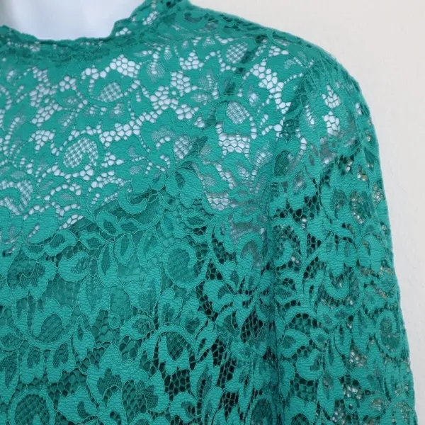 ZARA Lace Dress Sz XS Flower Patterns Green with matching slip - Image 9