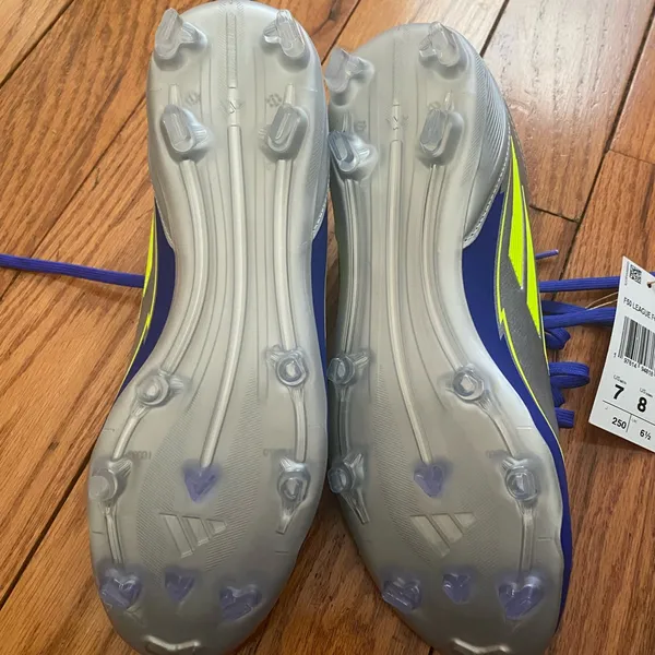 NIB Adidas F50 League FG/MG Messi Silver/Yellow/Blue‎ IH0918 Size 6 Womens 7.5 - Image 5
