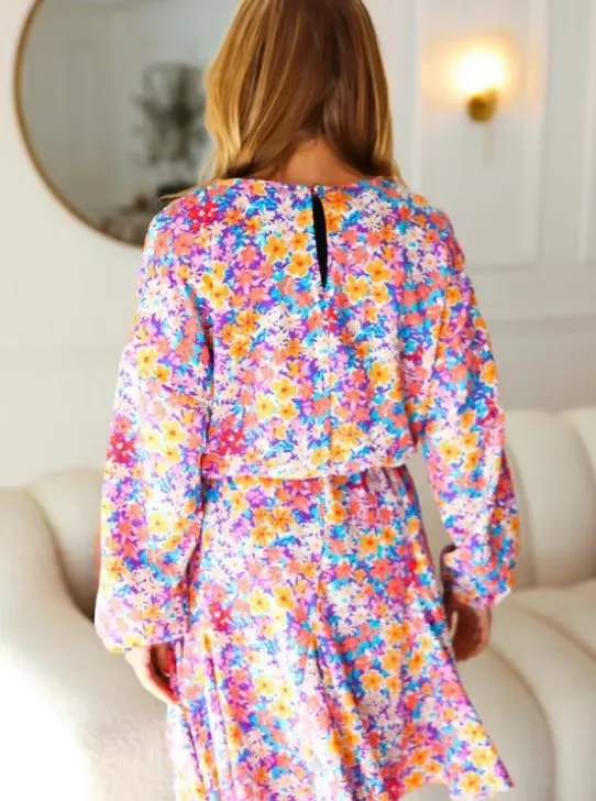 Boutique Floral Print Long Sleeve Dress - Image 3