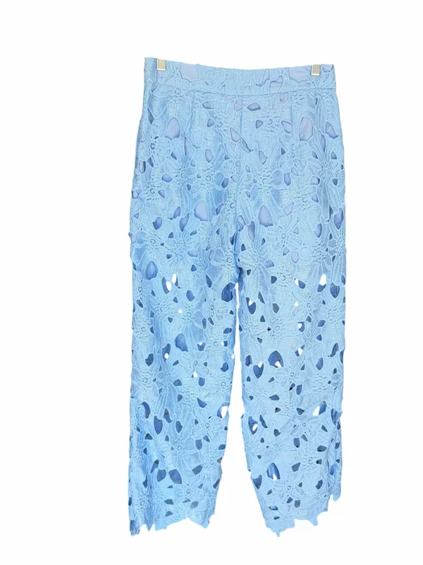 COMMENSE - Blue Floral Lace Wide-Leg Pants Sz M - Image 5