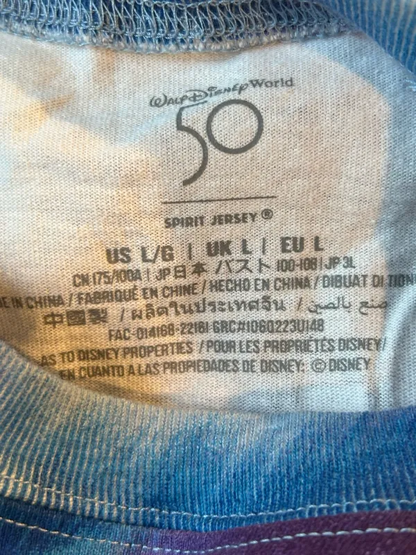 Walt Disney World 50th Anniversary Spirit Jersey Tie-Dye Mickey & Minnie Large - Image 3