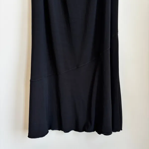 Vintage Y2K Clara's Black Flowy Skirt Maxi Assymtetrical Seem Long Stretchy - Image 8