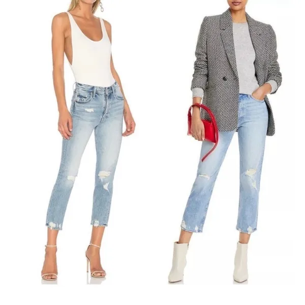 Mother Superior Tomcat Distressed High Rise Jeans The‎ Confession Light Blue 28 - Image 3