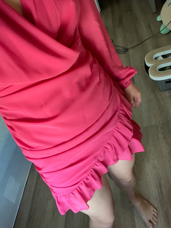 Pink Ruffle Mini Dress Size M - Image 4