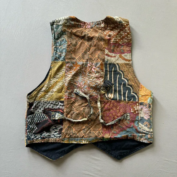 Vintage Batik Patchwork Vest Multiple Size M - Image 2