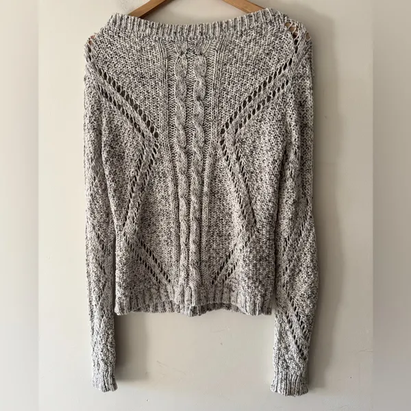 American Eagle Marled Gray Chunky Knit Y2K‎ Sweater - Image 3