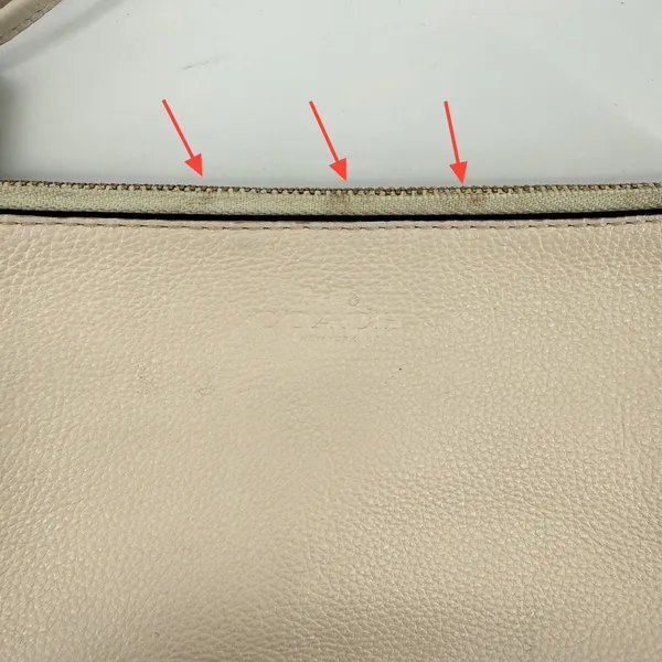 Coach Double Zip Pebble Leather‎ Wristlet Wallet Clutch Cream F54056 Gold Accent - Image 2