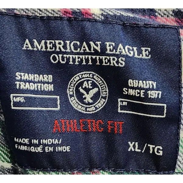 Amercan Eagle‎ Flannel Shirt Plaid Long Sleeve Button Up Casual Comfort Size XL - Image 4