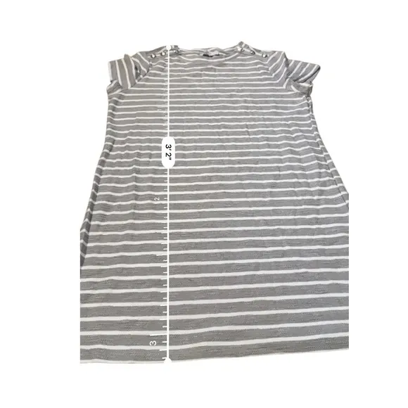 LOFT NWT Striped T-Shirt Dress Size‎ XL Gray White Short Sleeve Casual Soft Knit - Image 6