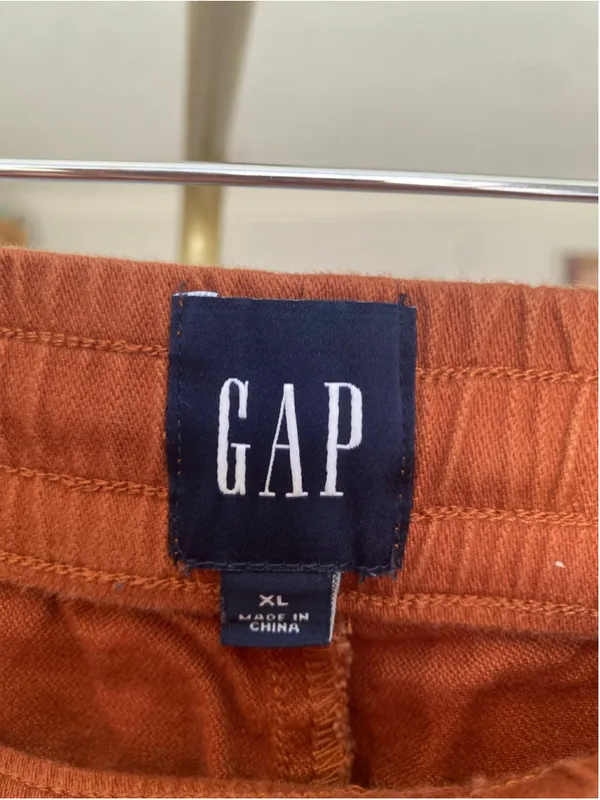 GAP XL Rust Orange Linen Pull On Pants Drawstring Coastal Boho Relaxed Fit Chic - Image 7
