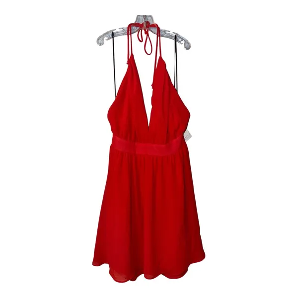 Nymphe Los Angeles Red Halter Mini Dress, Medium - Image 2