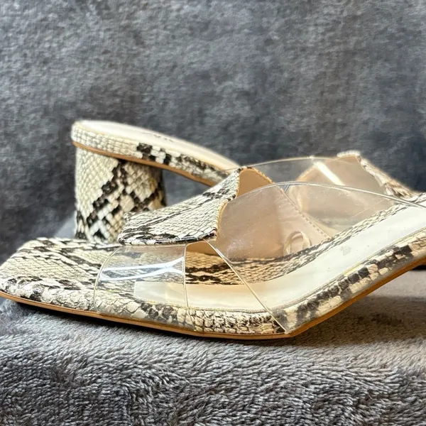 Zara Women's Snakeskin Mules - Black and Cream Sz 41/10.5 - Image 6