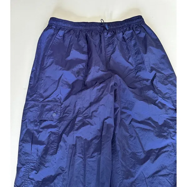Victoria's Secret PINK Navy Blue Cargo Track Pants Parachute Wide Leg Large - Image 5