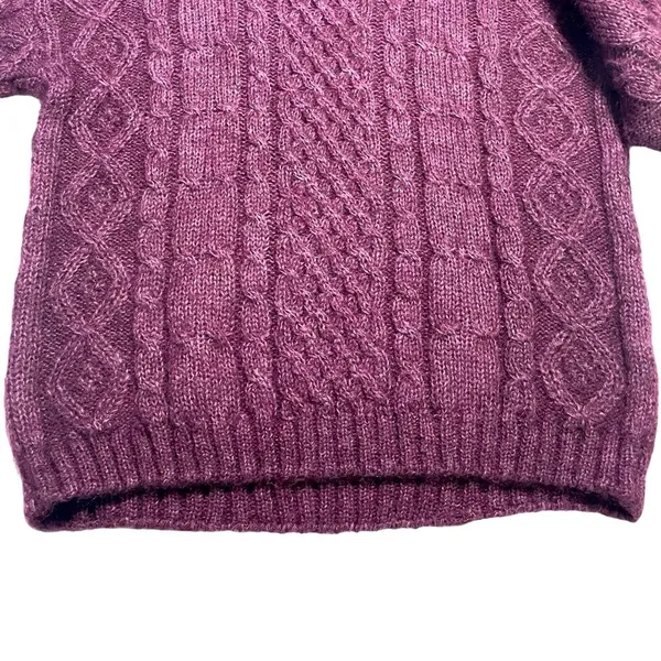 Paris Sport Club Mohair Cable knit Sweater Berry Cottagecore SZ M 90’s Y2K - Image 7