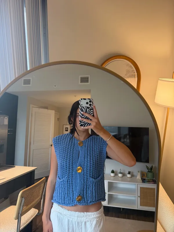 ZARA Blue Knit Top - Image 2