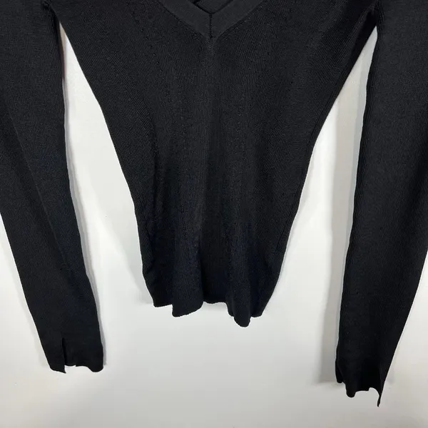 Free People Women's Bodycon Peephole Black‎ Pullover Sweater Viscose Medium Boho - Image 3