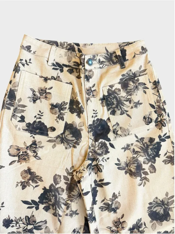 Entro Dusty Bloom Floral Wide Leg Pants Size S - Image 3