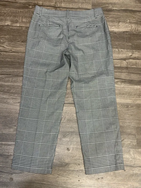 LOFT The Riviera Slim Plaid Ankle Pants Black White Size 10 - Image 4