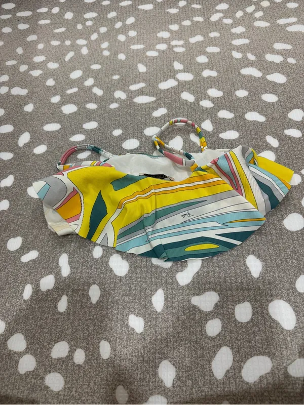 Emilio Pucci girls bikini top ruffle adjustable straps colorful swirl print teen - Image 6