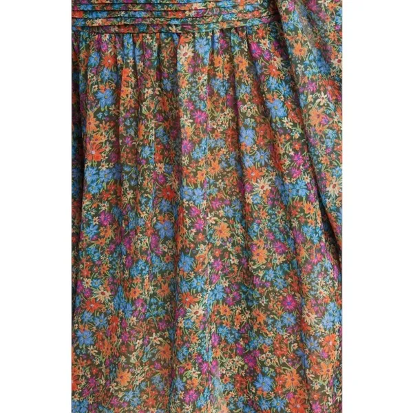 For Love & Lemons Brittany Floral Midi Dress Smocked Ruffle Medium NWT Romantic - Image 14