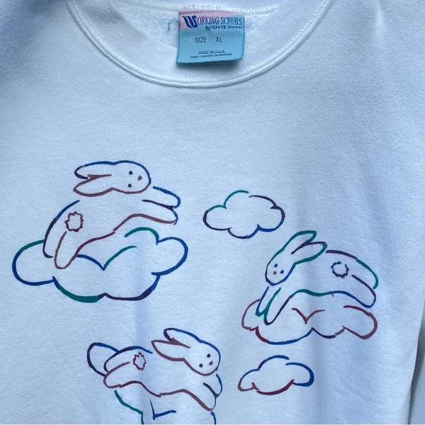 Vintage 90’s Bunny & Clouds Crewneck Sweatshirt - Image 6