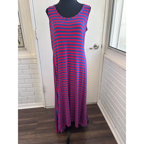 Vineyard Vines Soft Striped‎ Hi Low Maxi Dress Large vacation coastal Preppy - Image 2