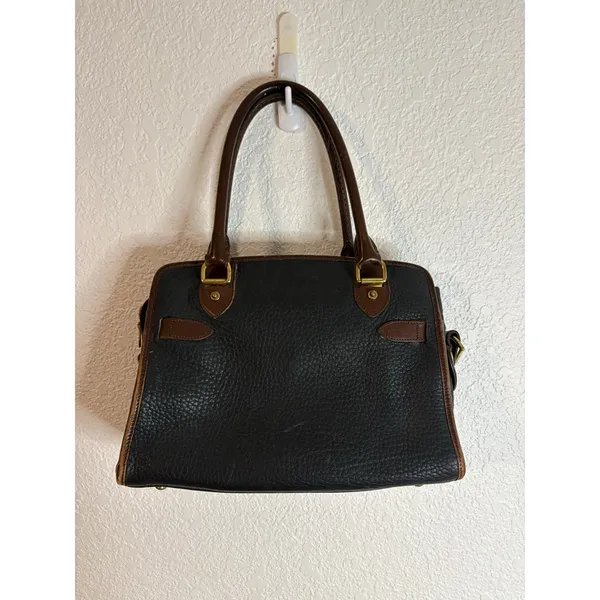 Vintage Dooney & Bourke Black and Tan Satchel All Weather Leather No Strap - Image 3