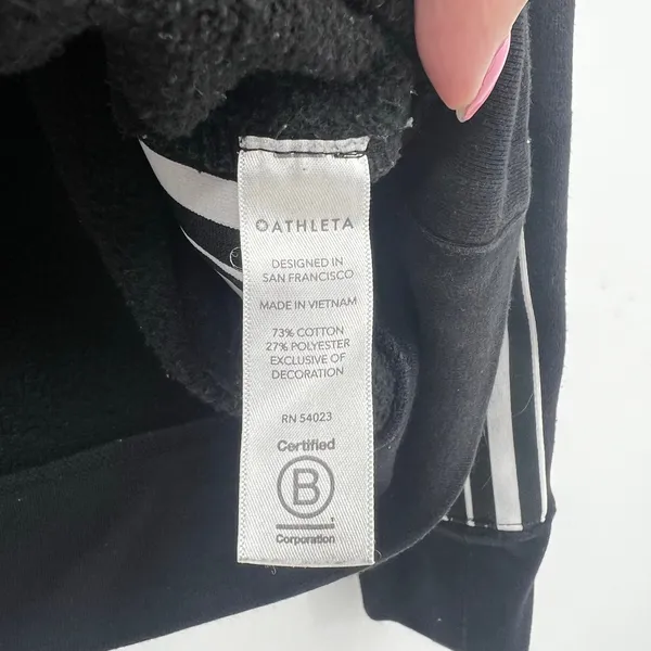 Athleta 24/7 Striped Crewneck Sweatshirt Black & White pullover crew neck medium - Image 4