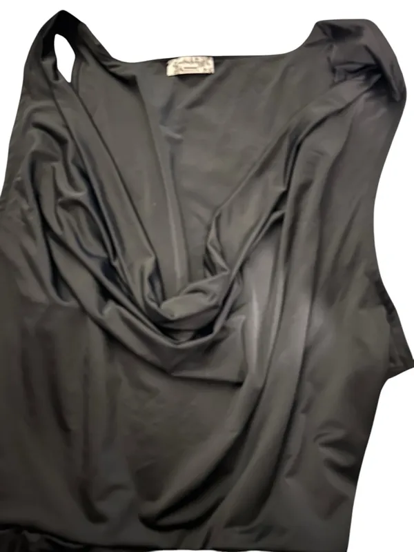 Free People Bodysuit when and Where cowl neck thong small black drapey - Image 4