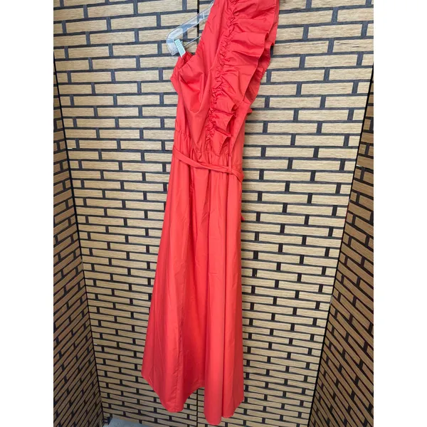 Zesica‎ Red One Shoulder Belted Ruffle Midi Dress Size XL - Image 3
