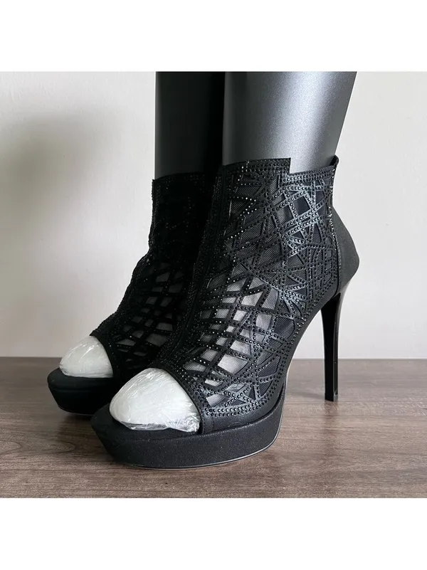Hdeulolm Women's Crystal Stiletto Platform Sandal Shoe Boot Size 11 #B1491 - Image 4