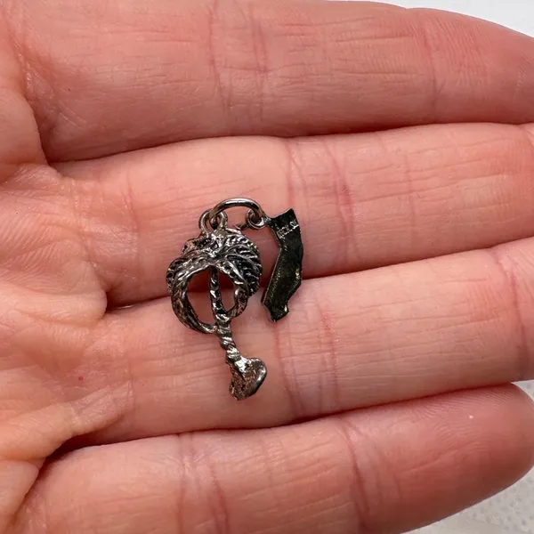 Vintage Palm Springs Palm Tree Sterling Silver California Nickel Charm 1.32g‎ - Image 7