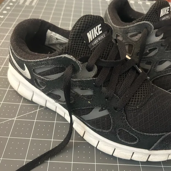 Nike Black and White Free Run Sneakers - Image 2