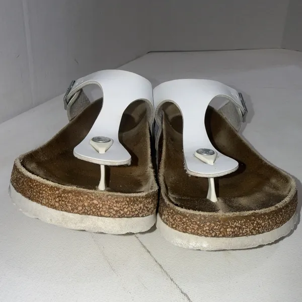 Birkenstock‎ White Leather Gorpcore Outdoor Nature Gizeh Sandals Women's Size 9 - Image 3