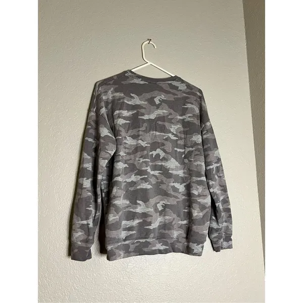 ATHLETA WOMEN'S GRAY CAMO LUX LONG SLEEVE BALANCE PULLOVER SWEATSHIRT Sz S - Image 5