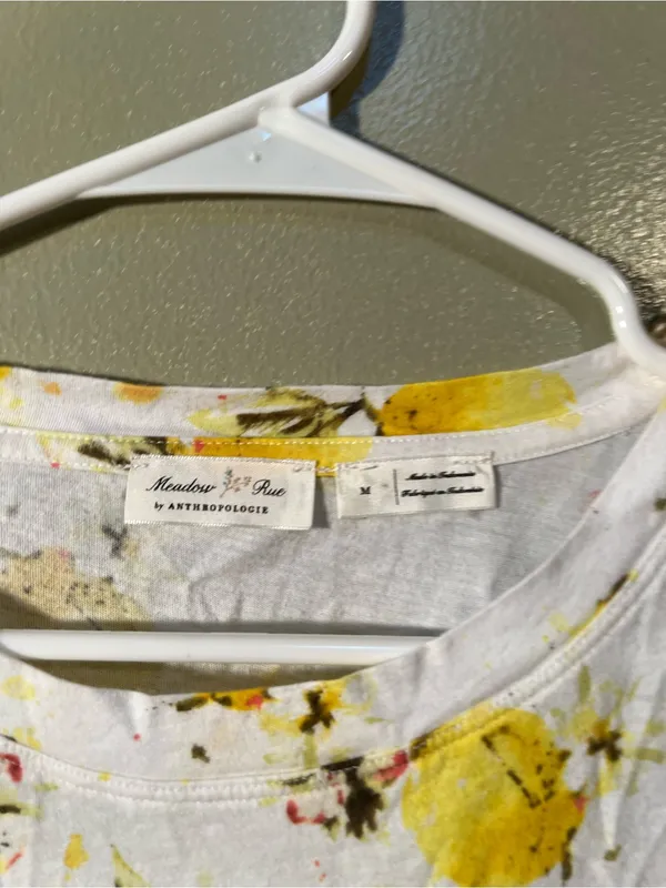 Meadow Rue Anthropologie Women’s Size Medium Crewneck T-Shirt White Lemon Print - Image 11