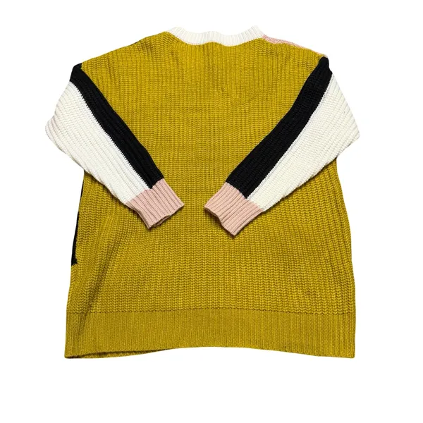 ✨🧶 ENTRO Colorblock Knit‎ Sweater Mustard Black Pink Cream, M 🧶✨ - Image 4